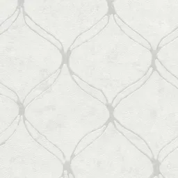 GoodHome Bojeri White Trellis Metallic tile effect Textured Wallpaper