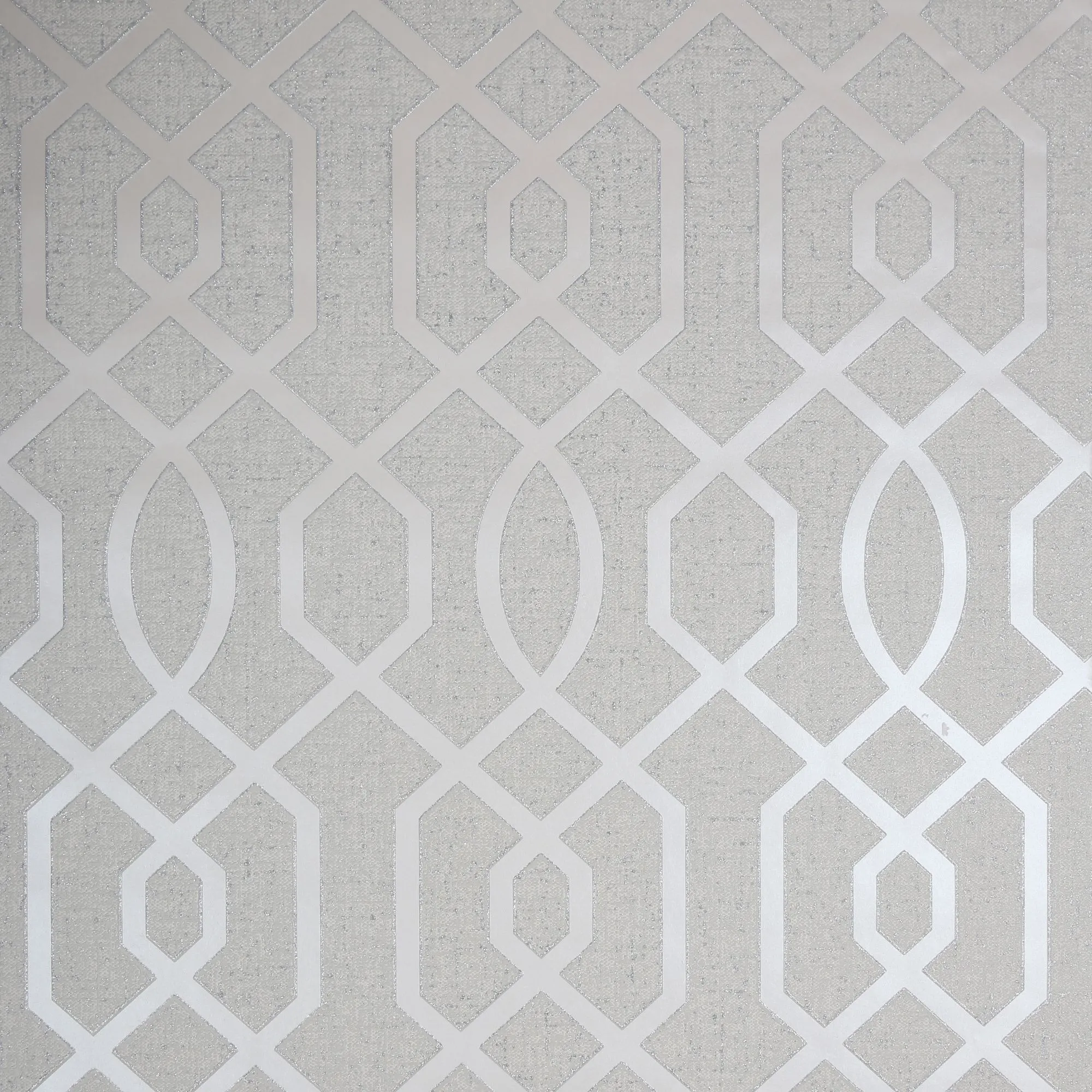 GoodHome Euclea Beige Art deco Silver effect Textured Wallpaper