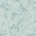 GoodHome Hirta Duck egg Floral Metallic effect Textured Wallpaper