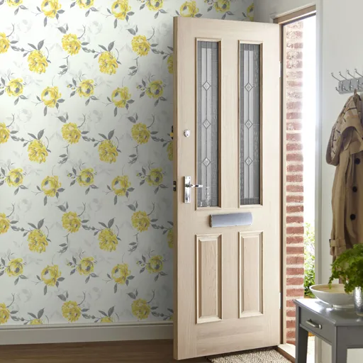 GoodHome Neoti Yellow Floral Textured Wallpaper