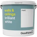 GoodHome Brilliant white Vinyl matt Emulsion paint, 5L