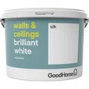 GoodHome Brilliant white Vinyl silk Emulsion paint, 10L