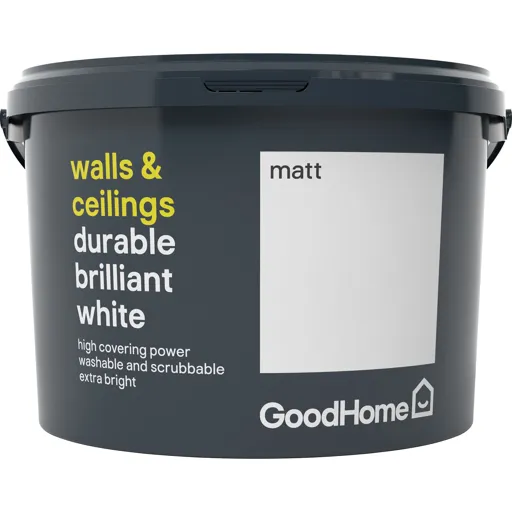 GoodHome Durable Brilliant white Matt Emulsion paint 2.5L