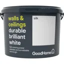 GoodHome Durable Brilliant white Silk Emulsion paint 10L