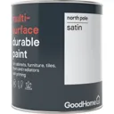 GoodHome Durable North pole (Brilliant white) Satin Multi-surface paint, 750ml