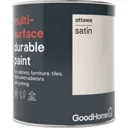 GoodHome Durable Ottawa Satin Multi-surface paint, 750ml