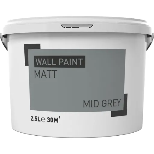 Mid grey Matt Emulsion paint, 2.5L