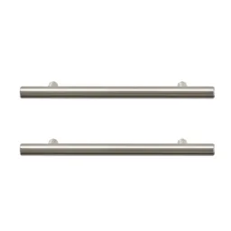 GoodHome Annatto Brushed Nickel effect Steel Bar Cabinet Handle (L)188mm, Pack of 2