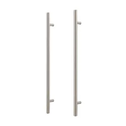 GoodHome Annatto Brushed Silver Nickel effect Steel Bar Cabinet Handle (L)336mm, Pack of 2