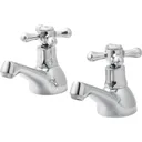 GoodHome Etel Chrome-plated Bath Pillar Tap, Pack of 2