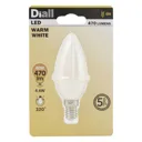Diall 4W 470lm Candle Warm white LED Light bulb