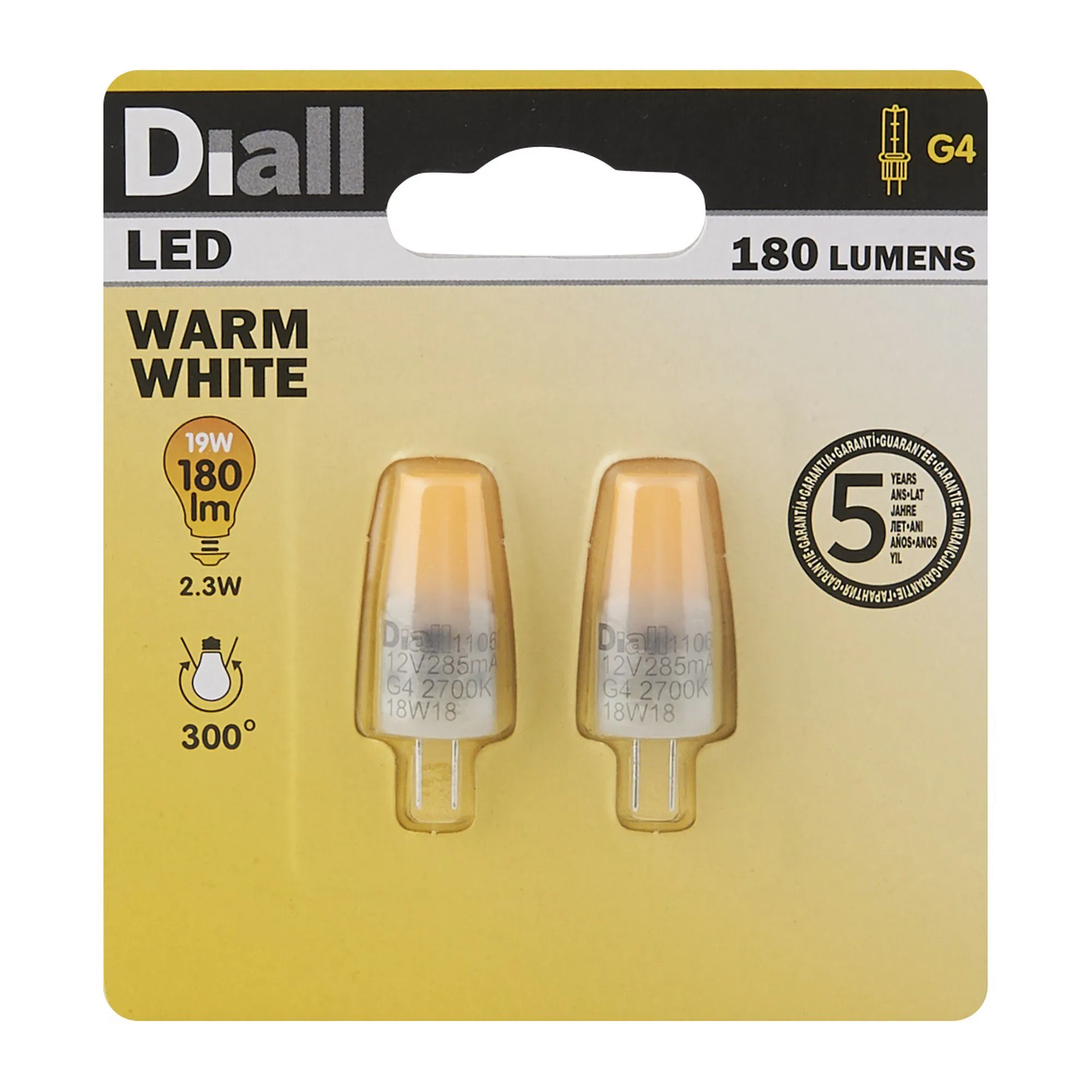Diall G4 2W Warm white Non-dimmable Light bulb, Pack of 2