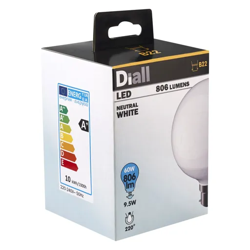 Diall B22 10W 806lm Globe Neutral white LED Light bulb