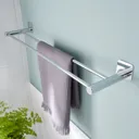 GoodHome Koros Wall-mounted Silver effect Chrome-plated Double towel rail (W)623mm