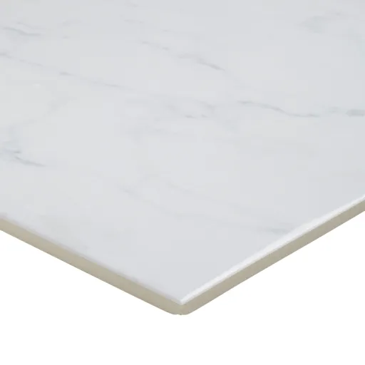 Elegance White Gloss Marble effect Ceramic Wall & floor Tile, Pack of 7, (L)450mm (W)450mm