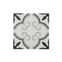 Hydrolic Black & white Matt Flower Porcelain Wall & floor Tile, Pack of 25, (L)200mm (W)200mm