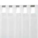 White Plain Unlined Tab top Voile curtain (W)140cm (L)260cm, Single