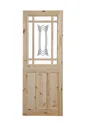 2 panel Patterned Glazed Knotty pine LH & RH Internal Door, (H)1981mm (W)762mm