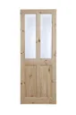 4 panel Etched Frosted Glazed Knotty pine LH & RH Internal Door, (H)1981mm (W)686mm