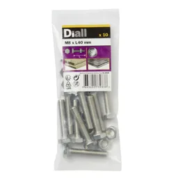 Diall M8 Hex Stainless steel Bolt & nut (L)40mm, Pack of 10