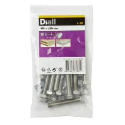 Diall M8 Hex Stainless steel Bolt & nut (L)50mm, Pack of 10