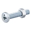 Diall M3 Carbon steel Pan head Machine screw & nut (L)20mm, Pack of 20