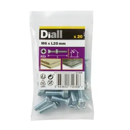 Diall M6 Carbon steel Countersunk Machine screw & nut (L)20mm, Pack of 20