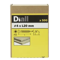 Diall Yellow zinc-plated Carbon steel Wood Screw (Dia)4mm (L)20mm, Pack of 500