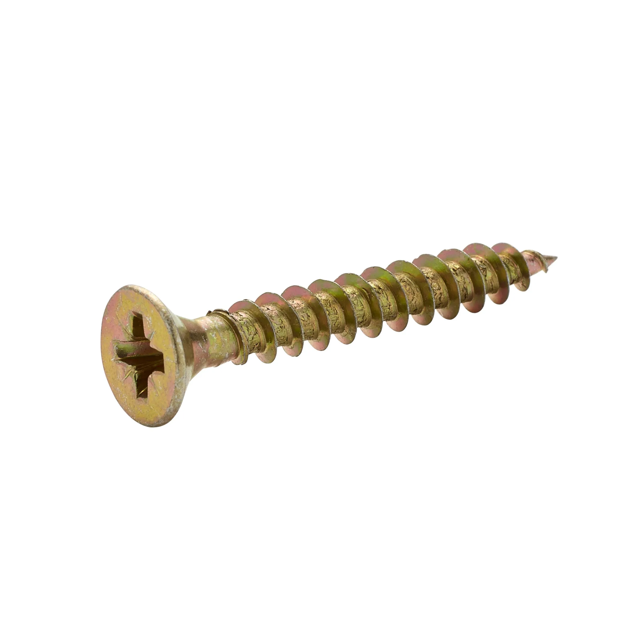 Diall PZ Double-countersunk Yellow-passivated Steel Wood screw (Dia)4mm (L)30mm, Pack of 100