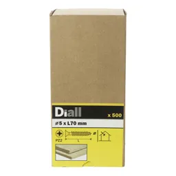 Diall Yellow zinc-plated Carbon steel Wood Screw (Dia)5mm (L)70mm, Pack of 500