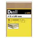 Diall Yellow-passivated Carbon steel Screw (Dia)5mm (L)80mm, Pack of 100