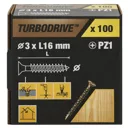 TurboDrive Yellow-passivated Steel Screw (Dia)3mm (L)16mm, Pack of 100
