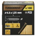 TurboDrive Yellow zinc-plated Steel Wood Screw (Dia)4.5mm (L)25mm, Pack of 100