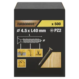 TurboDrive Yellow zinc-plated Steel Wood Screw (Dia)4.5mm (L)40mm, Pack of 500