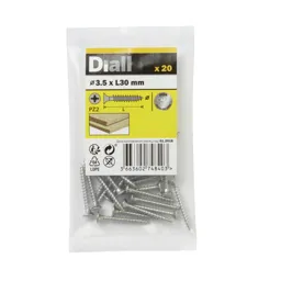 Diall Stainless steel Wood Screw (Dia)3.5mm (L)30mm, Pack of 20