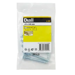 Diall Hex Zinc-plated Carbon steel Coach screw (L)60mm, Pack of 10