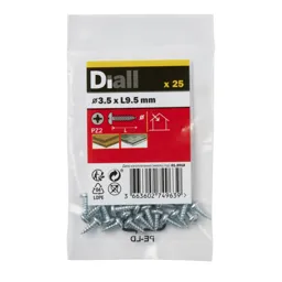 Diall PZ Pan head Zinc-plated Hardened steel Self-drilling screw (Dia)3.5mm (L)9.5mm, Pack of 25