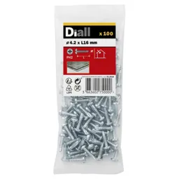 Diall Phillips Pan head Zinc-plated Carbon steel (C1022) Screw (Dia)4.2mm (L)16mm, Pack of 100