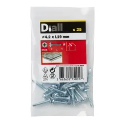 Diall Phillips Pan head Zinc-plated Carbon steel (C1022) Screw (Dia)4.2mm (L)19mm, Pack of 25