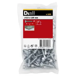 Diall Zinc-plated Carbon steel Metal Screw (Dia)5.5mm (L)25mm, Pack of 100