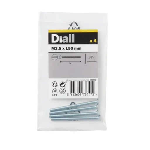 Diall Carbon steel Raised-countersunk Switch box screw (L)50mm, Pack of 4