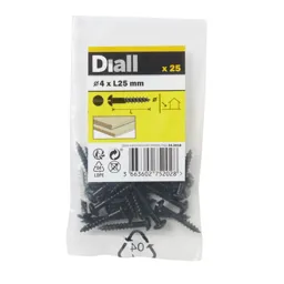 Diall Carbon steel Wood Screw (Dia)4mm (L)25mm, Pack of 25