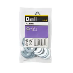 Diall M12 Carbon steel Flat Washer, Pack of 20
