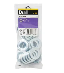 Diall M16 Carbon steel Flat Washer, Pack of 20