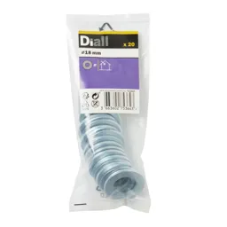 Diall M18 Carbon steel Flat Washer, Pack of 20