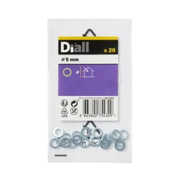 Diall M5 Carbon steel Small Flat Washer, Pack of 20