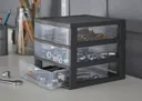 Form Kontor Clear & grey 21L 3 drawer Stackable Tower unit