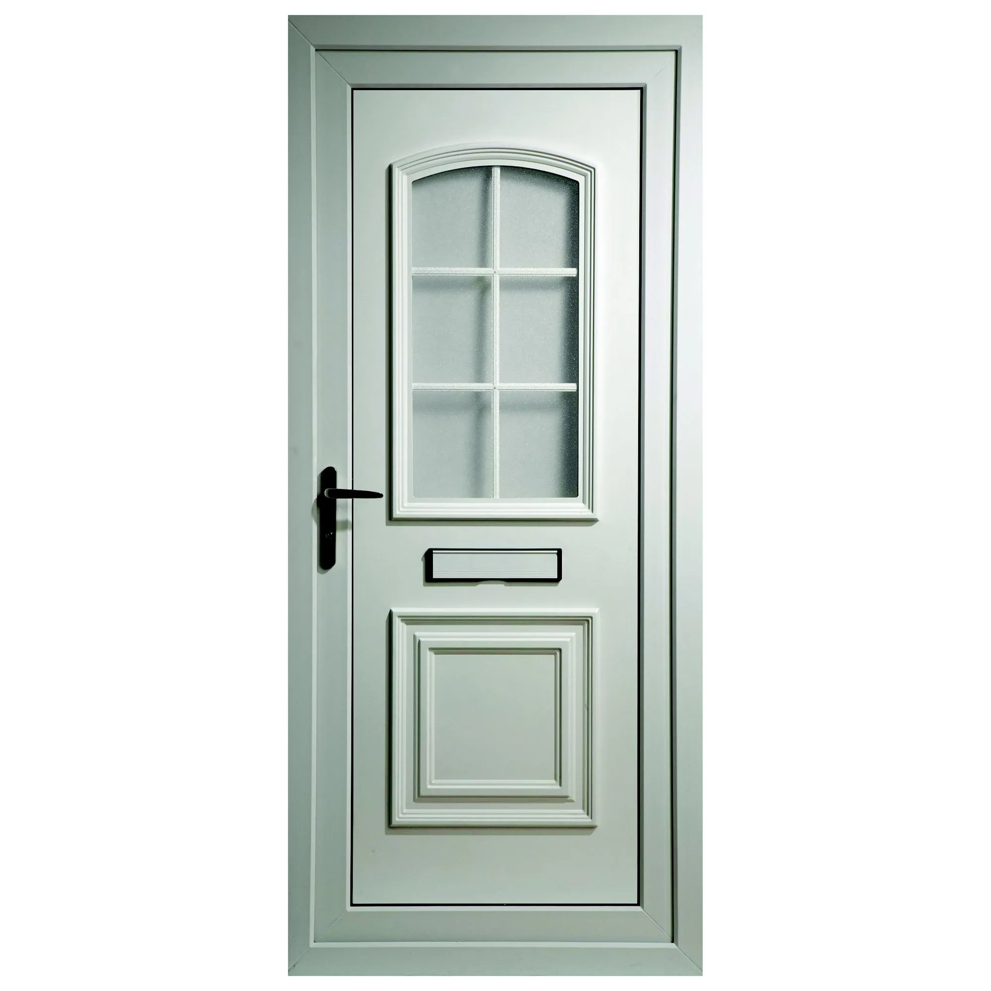 B&Q Georgian 2 panel Glazed White uPVC LH External Front Door set, (H)2055mm (W)920mm