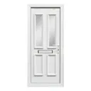 4 panel Diamond bevel Frosted Glazed White uPVC LH External Front Door set, (H)2055mm (W)840mm