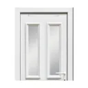 4 panel Diamond bevel Frosted Glazed White uPVC LH External Front Door set, (H)2055mm (W)920mm